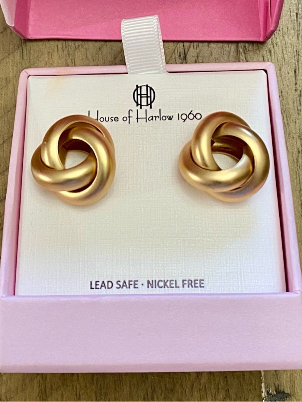 House of Harlow 1960 Satin Gold Knot Stud Earrings